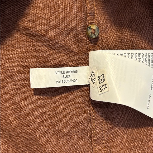 J. Crew Ruffle-trim Button-Up Shirt in Linen Roasted Cocoa XSmall - Picture 6 of 6